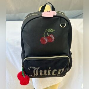 Juicy Couture  🍒 Black Backpack with Rhinestone Cherries